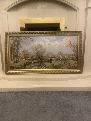 Framed vintage cross stitch - cross,