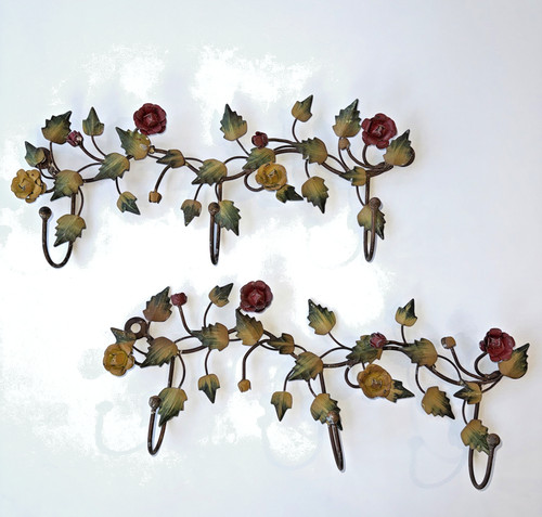 Pair vintage toleware wall - pair,