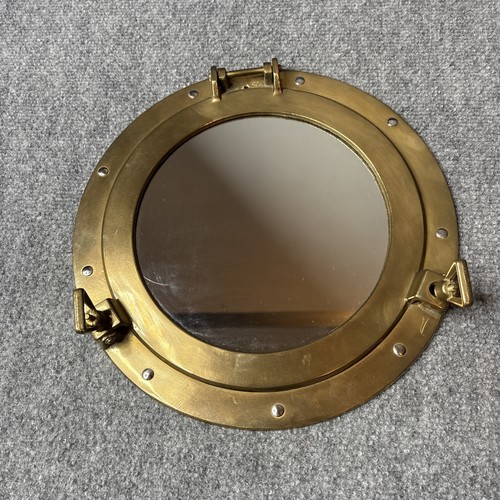 Vintage brass porthole mirror - porthole,