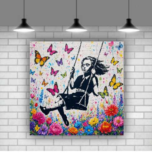 Banksy colourful flowers