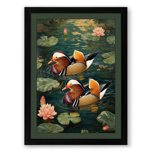 Mandarin ducks dusk - mandarin, at