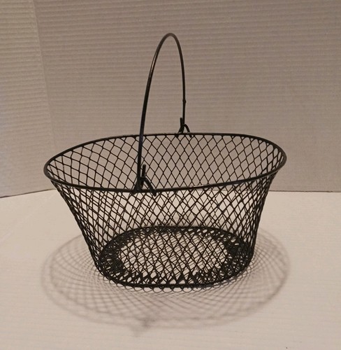 Black metal wire mash basket - black,