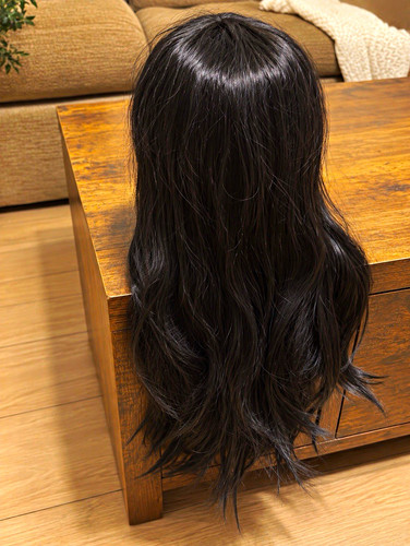 Womens black wavy layered - black,