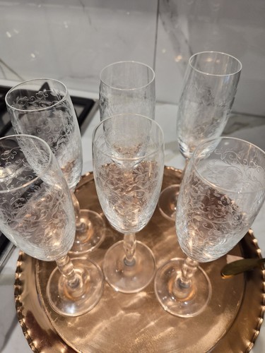 Set clear etched floral - set,