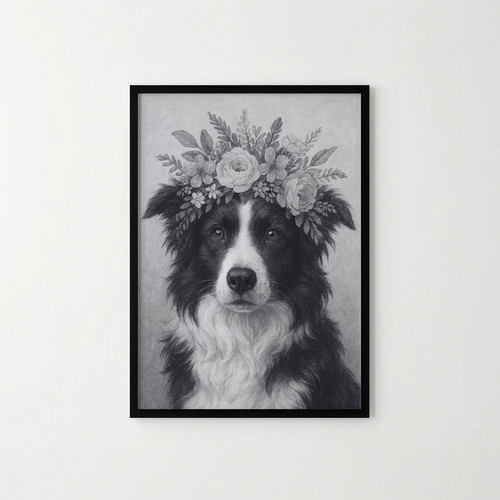 Borderless monochrome dog - a4,