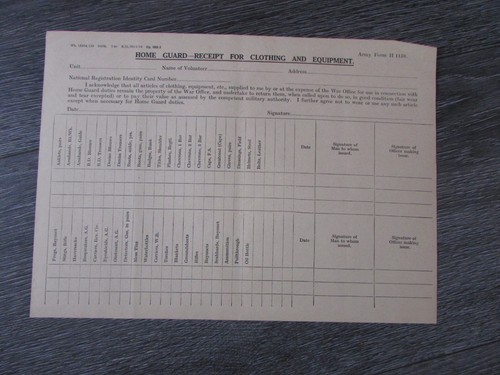 Home guard receipt - receipt, for