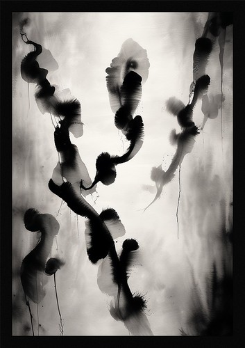 Soft ink wash - ink, framed