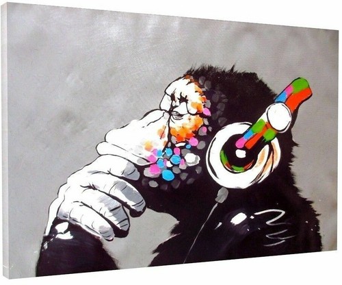 Banksy monkey canvas picture - banksy,