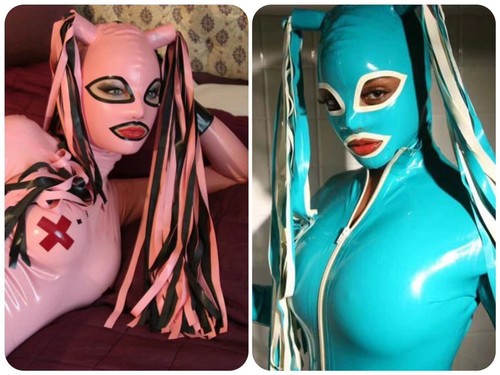 Latex hood back zipper - hood,