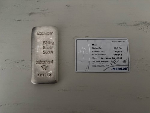 Metalor 500g silver - 500g, bar