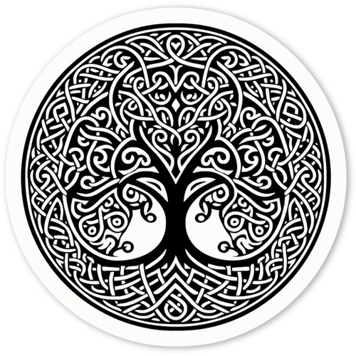 Circular celtic tree white - celtic, tree'