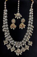 Indian Bollywood Kundan Long Rani Haar Necklace Earring Tikka Bridal Jewelry Set