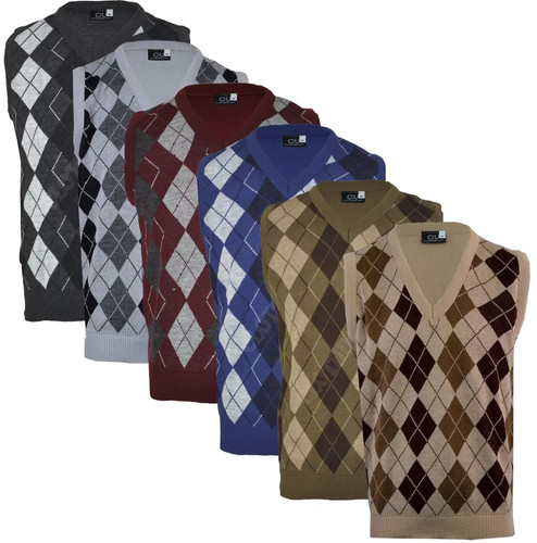 Mens argyle neck sleeveless - mens, v