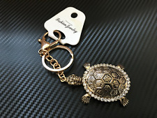 SPARKLY Rhinestone Turtle Tortoise Key Ring Purse Charm Keychain Zipper Pull