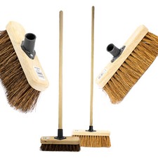 Broom with Wooden Handle Indoor Outdoor Sweeping Brush for Cleaning Surfaces 10"