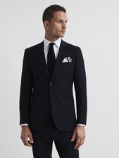 Reiss Mens Black Wool Single