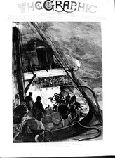 Old Antique Print 1891 Fire Board Deck Ship City Richmond Flames Fine Art 19th