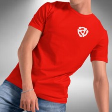 45 RPM T-Shirt Vinyl Adapter Music Record Spindle Chest Logo Small to 5XL