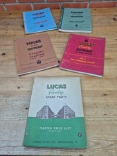 Vintage Lucas Five Set Catalogues 1939 - 1950s Spare Parts Lamps Dynamo Ignition