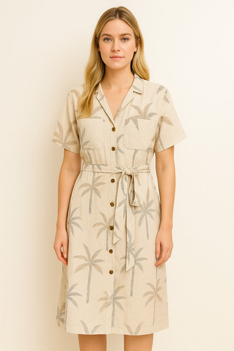 Linen blend palm print - linen-blend, shirt