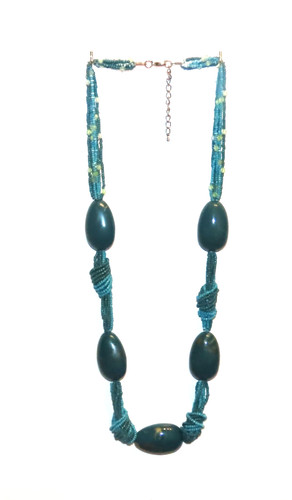 Teal multi strand seed beaded - multi-strand,