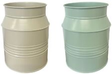 Rustic Zinc Milk Churn Flower Vase Planter - Height 20.5cm - Ivory or Sage Green