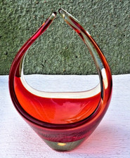 Vintage Murano glass Bowl Atomic Art, Amberina/ruby 1970's,12.5cm