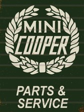 Mini Cooper, Retro Vintage Metal Sign, Man Cave
