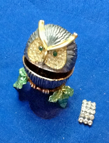 Owl trinket box - owl, w/stand