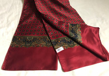 RETRO JACO Mens Glossy Red Paisley Jacquard Scarf Cravat Necktie