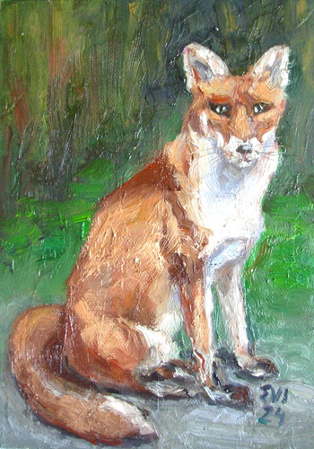 Fox original oil painting - original,