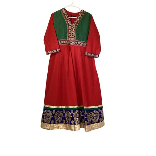 Red cotton anarkali churidar - cotton,