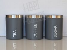 Set Of 3 Grey Canisters Tea