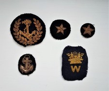 Vintage Group of Royal/Merchant  Navy Cloth and Gold Wire Bullion Badges.