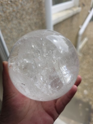 Clear quartz crystal sphere - quartz,