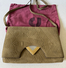 CHARLES JOURDAN PARIS Vintage Olive Green Suede Shoulder Bag