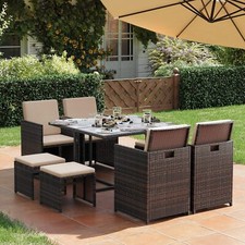 RATTAN GARDEN FURNITURE CUBE SET CHAIRS TABLE OUTDOOR PATIO RATTAN 8 SEATER