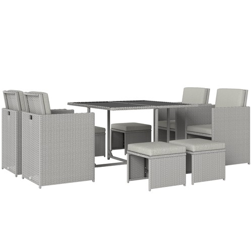 Grey 9pc rattan cube garden - 9pc,