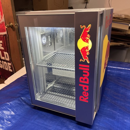 Red bull mini fridge - bull, silver