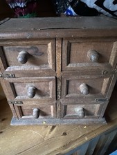 Very Solid Heavy Set Of Antique Apothecary Drawers 6 With Metal Decor