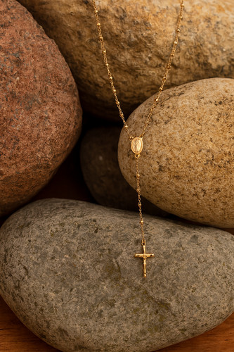 18ct gold rosary beads - rosary, on