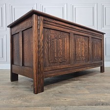 Antique oak trunk chest - oak,