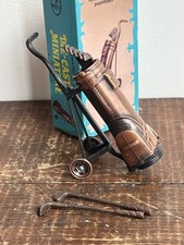 Old Vintage Novelty Golf Clubs Bag Trolley Die Cast Metal Pencil Sharpener Boxed