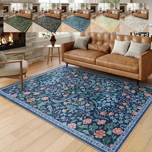 Floral carpet mat soft flannel - mat,