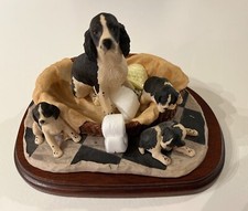 Border Fine Arts Springer Spaniel and Pups. Black/White. 205B