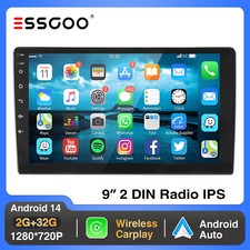 9" 2 DIN Android 14 Carplay 2+32G Car Stereo Head Unit Radio GPS Nav RDS BT Wifi