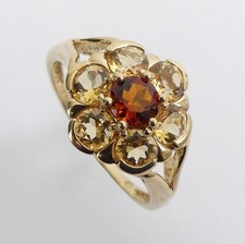 FINE 9CT GOLD TWO COLOUR CITRINE RING SIZE S  - 2.8 GRAMS