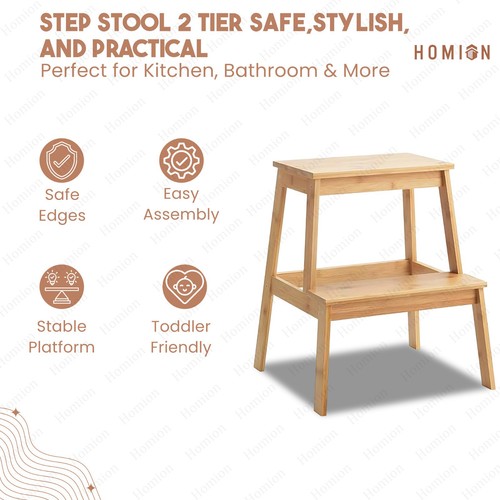 Step stool bamboo sturdy - bamboo,