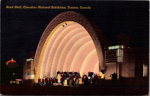 Linen postcard band shell - postcard,