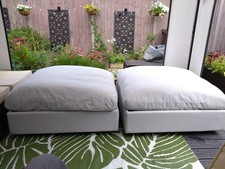 'Sofa Club' 2 x Large Outdoor Weather Resistant Footstools/Covers in Light Grey